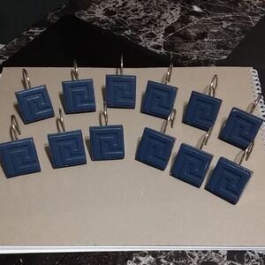 Source Unknown Blue Geometric Shower Curtain Hooks